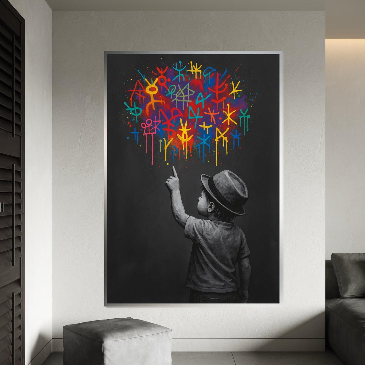 Child Reaching for Stars Canvas, Colorful Graffiti Art, Modern Wall Art, Inspirational Art, Wall Art Canvas Design, Ready to Hang