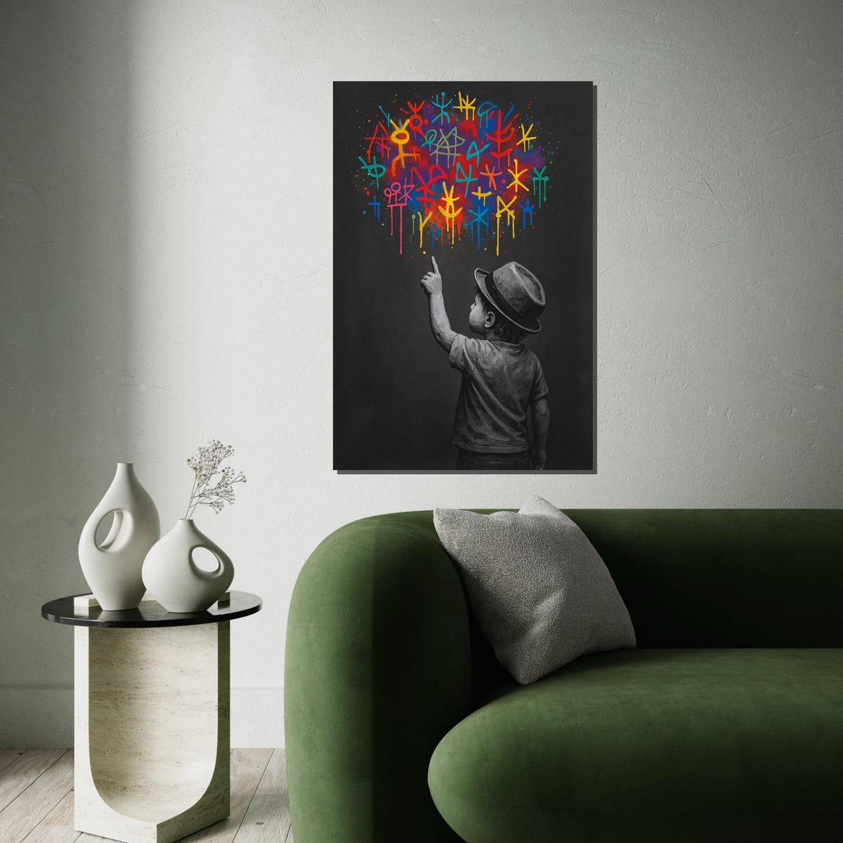 Child Reaching for Stars Canvas, Colorful Graffiti Art, Modern Wall Art, Inspirational Art, Wall Art Canvas Design, Ready to Hang