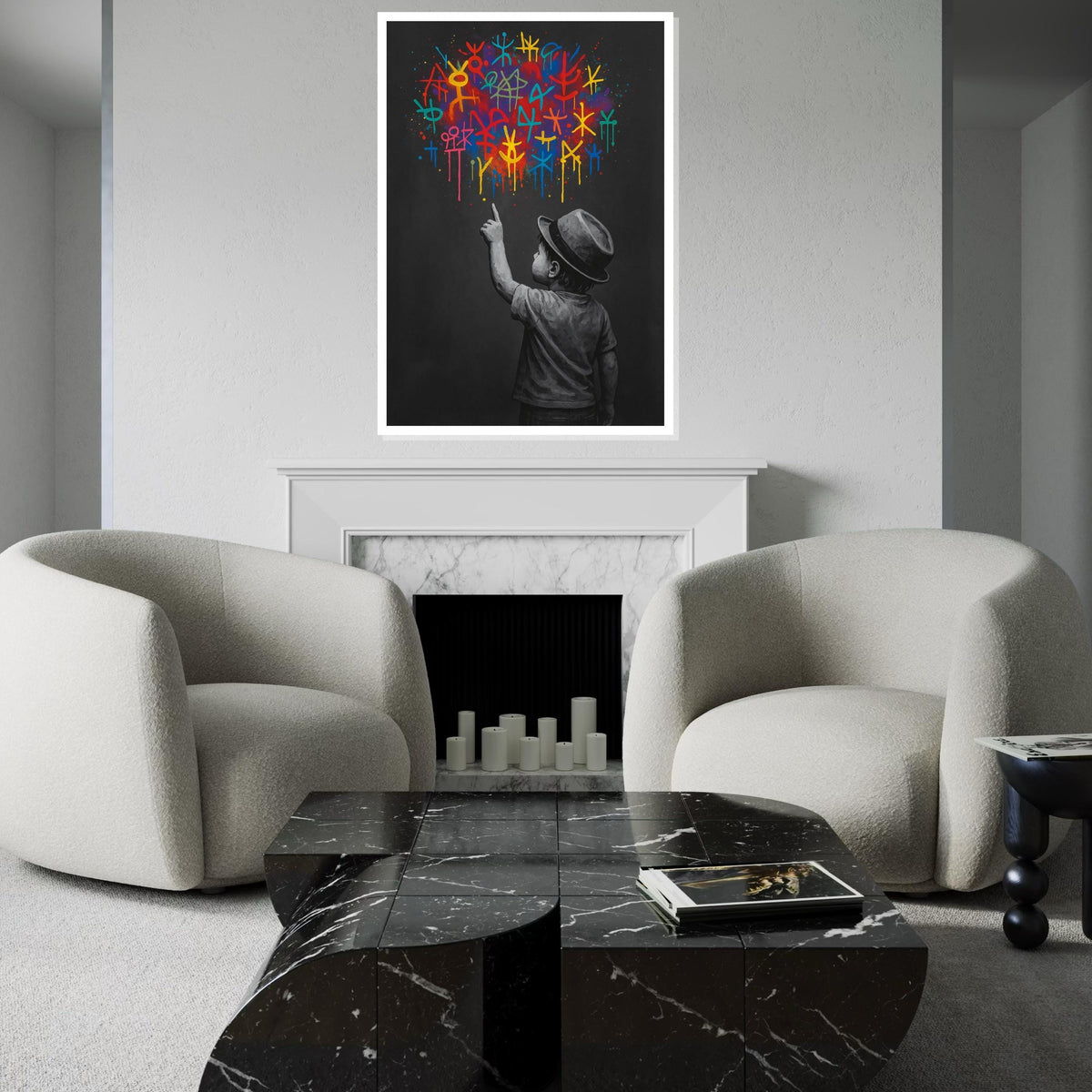 Child Reaching for Stars Canvas, Colorful Graffiti Art, Modern Wall Art, Inspirational Art, Wall Art Canvas Design, Ready to Hang