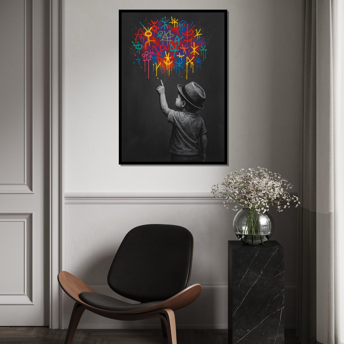Child Reaching for Stars Canvas, Colorful Graffiti Art, Modern Wall Art, Inspirational Art, Wall Art Canvas Design, Ready to Hang