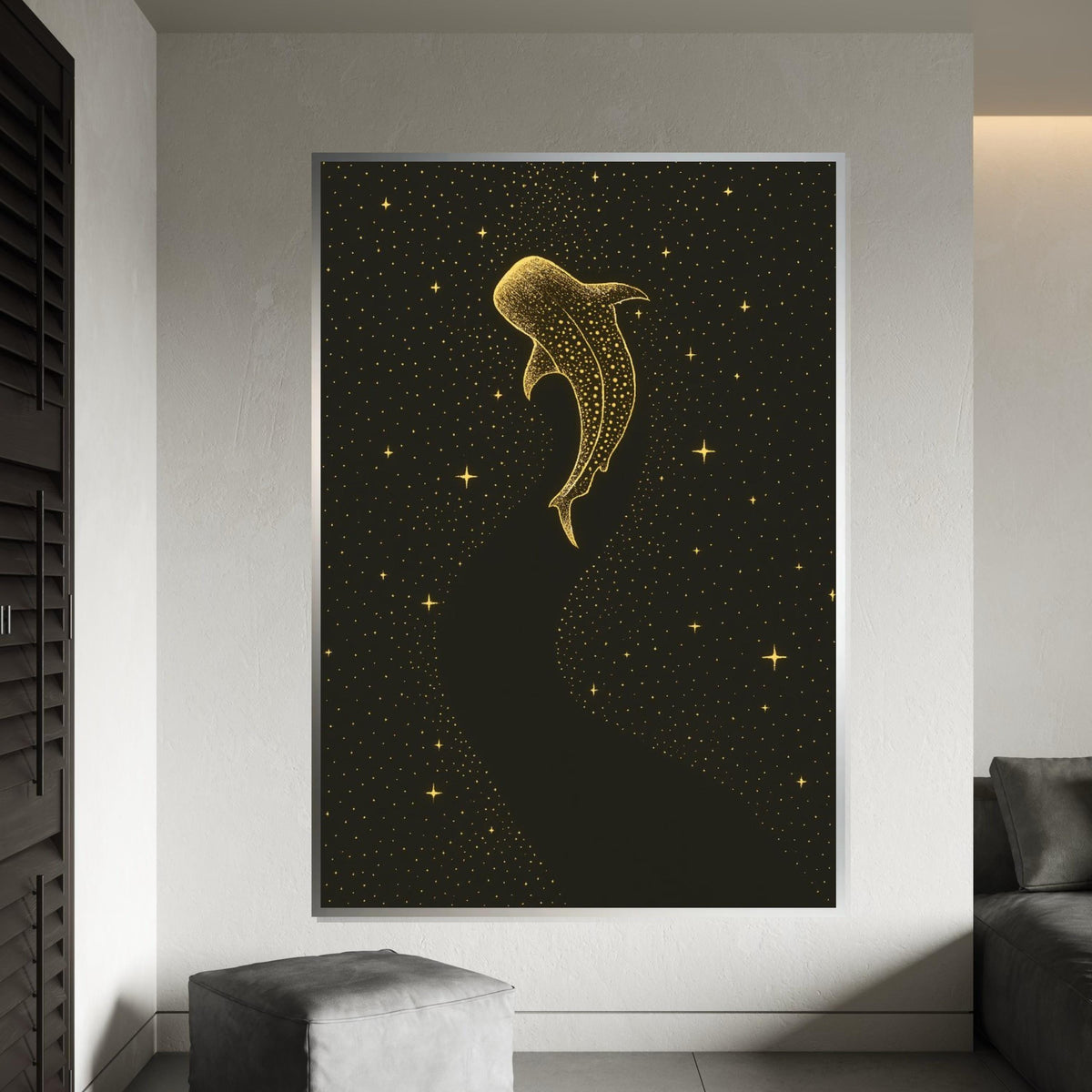Starlit Whale Canvas, Cosmic Ocean Wall Art, Celestial Whale Print, Wall Art Canvas Design, Ready To Hang Decoration