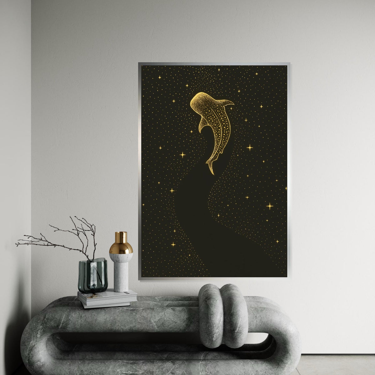 Starlit Whale Canvas, Cosmic Ocean Wall Art, Celestial Whale Print, Wall Art Canvas Design, Ready To Hang Decoration