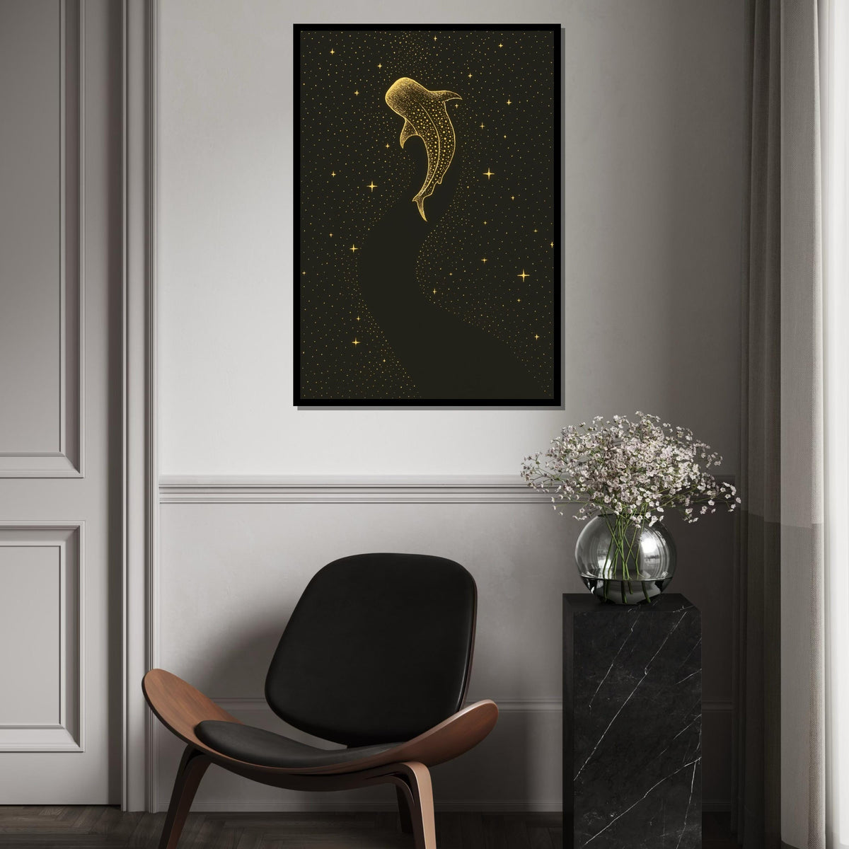 Starlit Whale Canvas, Cosmic Ocean Wall Art, Celestial Whale Print, Wall Art Canvas Design, Ready To Hang Decoration