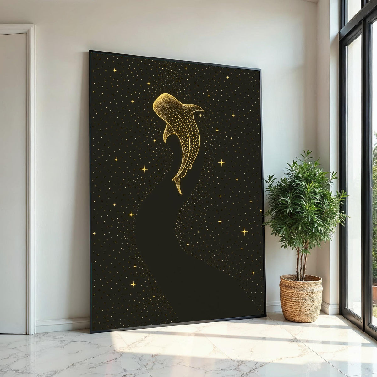 Starlit Whale Canvas, Cosmic Ocean Wall Art, Celestial Whale Print, Wall Art Canvas Design, Ready To Hang Decoration