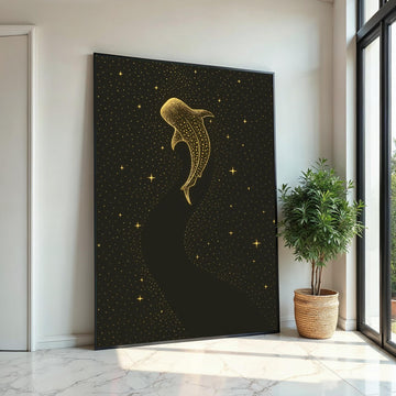 Starlit Whale Canvas, Cosmic Ocean Wall Art, Celestial Whale Print, Wall Art Canvas Design, Ready To Hang Decoration