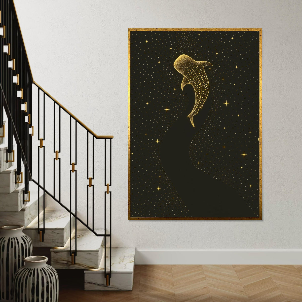 Starlit Whale Canvas, Cosmic Ocean Wall Art, Celestial Whale Print, Wall Art Canvas Design, Ready To Hang Decoration