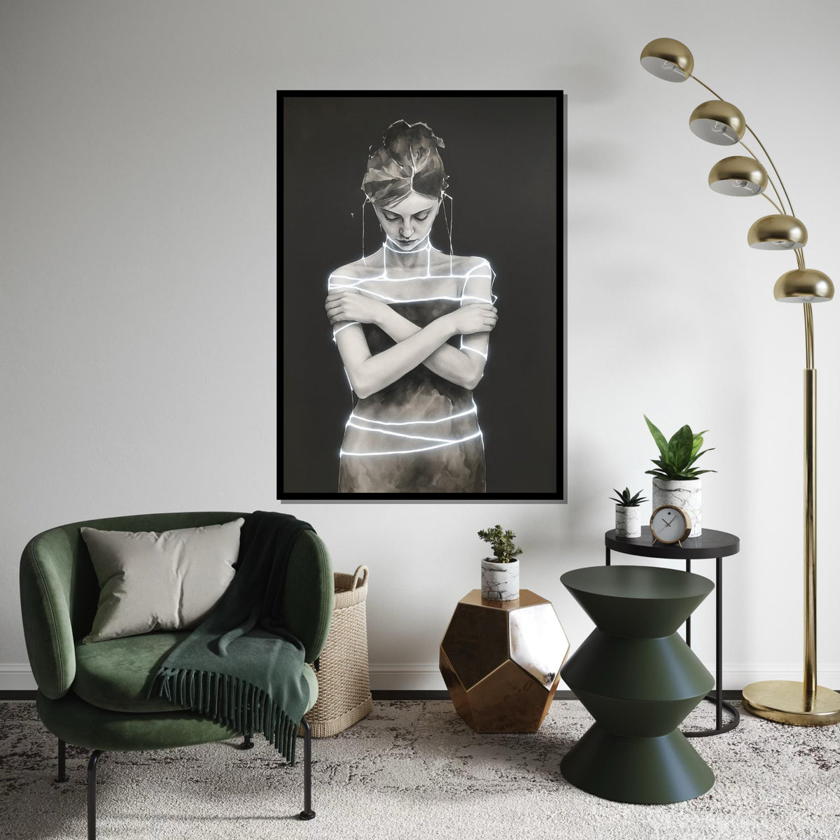 Abstract Woman in Light, Modern Canvas Art, Minimalist Silhouette, Wall Art Canvas Design, Stylish Home Decor, Ready to Hang
