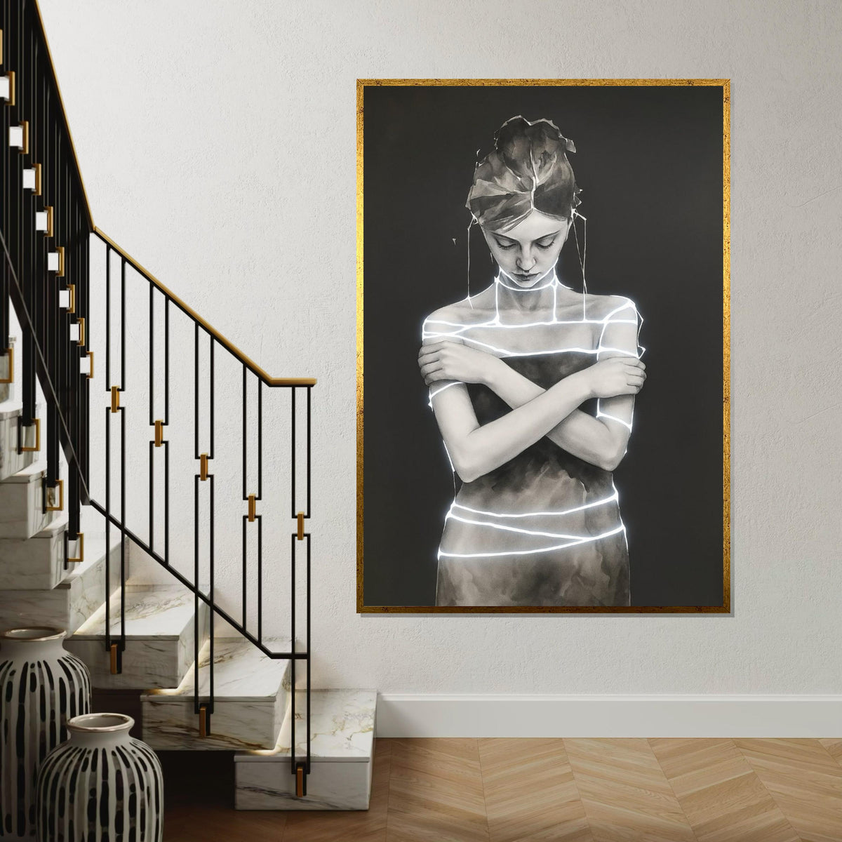 Abstract Woman in Light, Modern Canvas Art, Minimalist Silhouette, Wall Art Canvas Design, Stylish Home Decor, Ready to Hang
