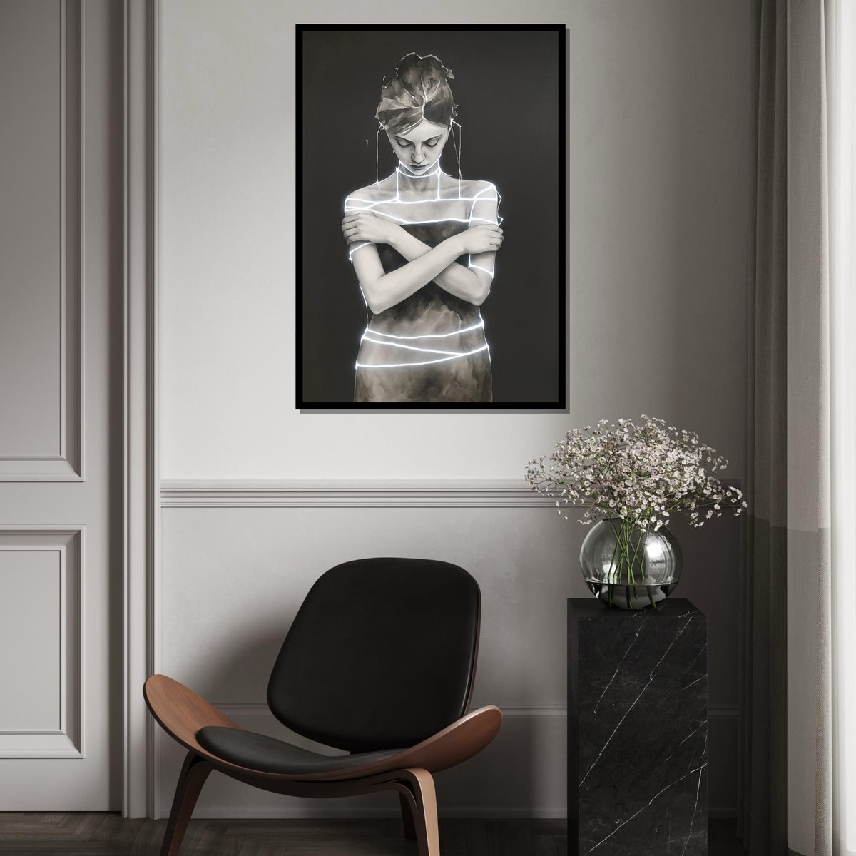 Abstract Woman in Light, Modern Canvas Art, Minimalist Silhouette, Wall Art Canvas Design, Stylish Home Decor, Ready to Hang