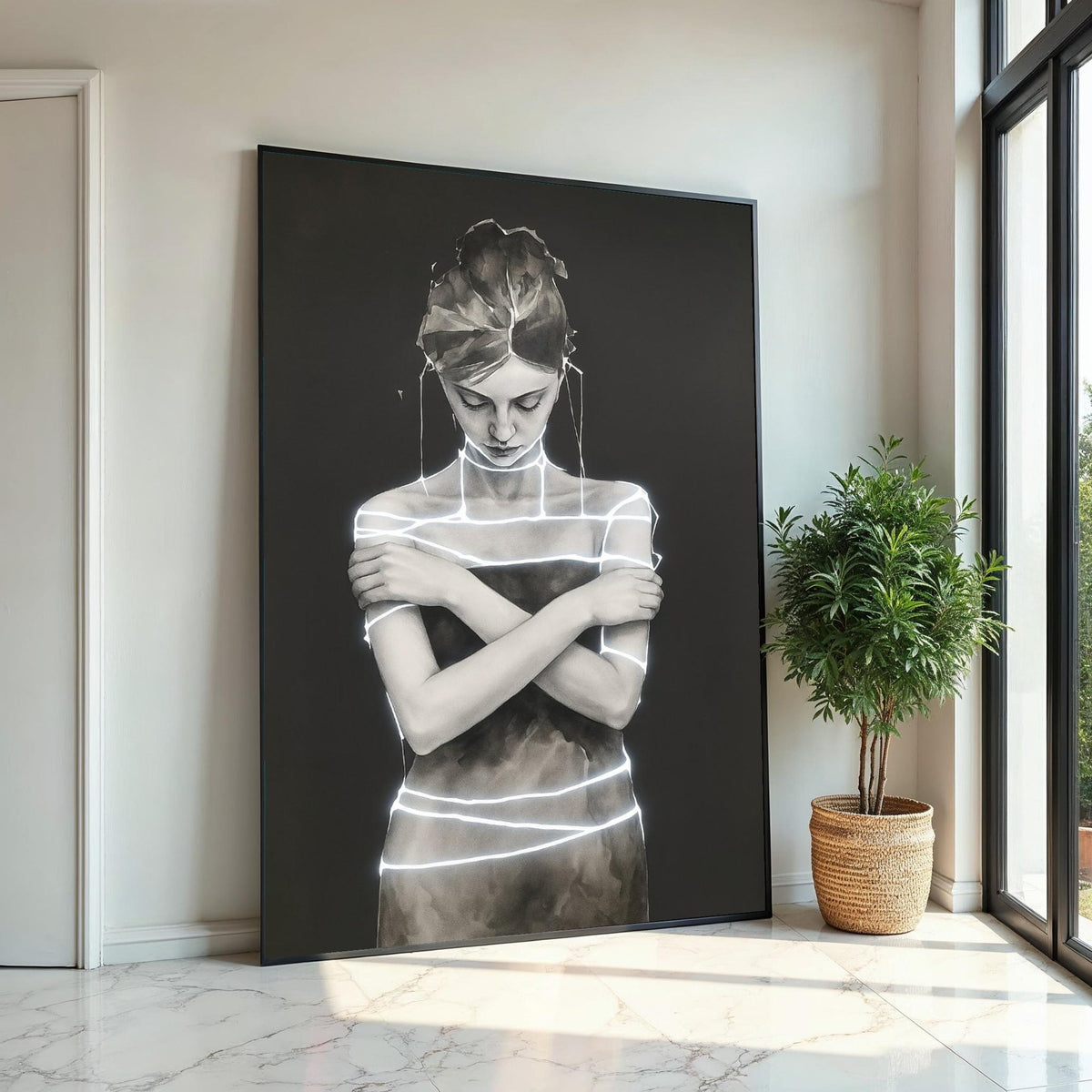 Abstract Woman in Light, Modern Canvas Art, Minimalist Silhouette, Wall Art Canvas Design, Stylish Home Decor, Ready to Hang