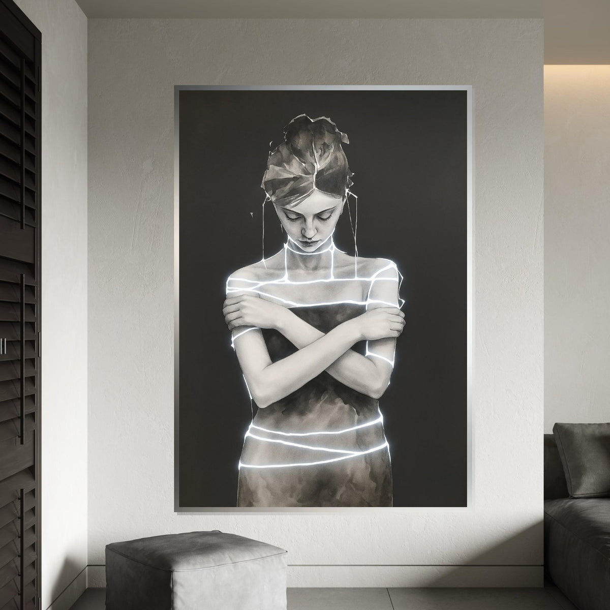 Abstract Woman in Light, Modern Canvas Art, Minimalist Silhouette, Wall Art Canvas Design, Stylish Home Decor, Ready to Hang