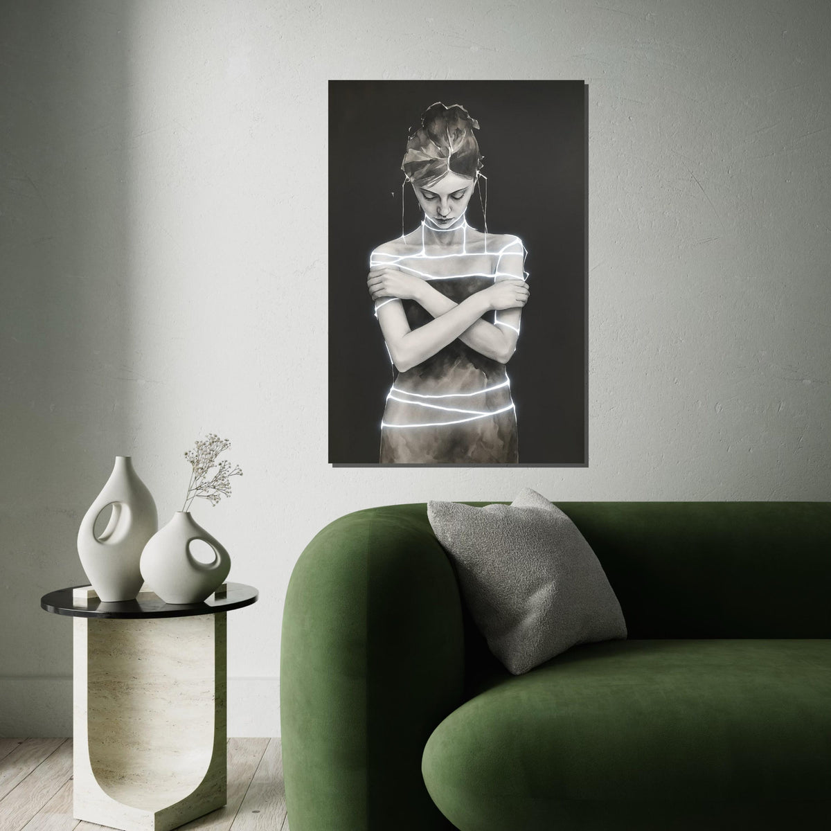 Abstract Woman in Light, Modern Canvas Art, Minimalist Silhouette, Wall Art Canvas Design, Stylish Home Decor, Ready to Hang