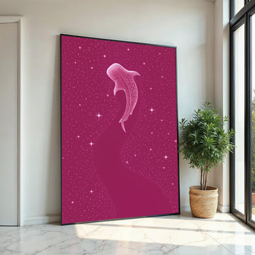 Galaxy Whale Canvas, Cosmic Whale Wall Art, Starry Ocean Print, Wall Art Canvas Design, Ready to Hang Decoration