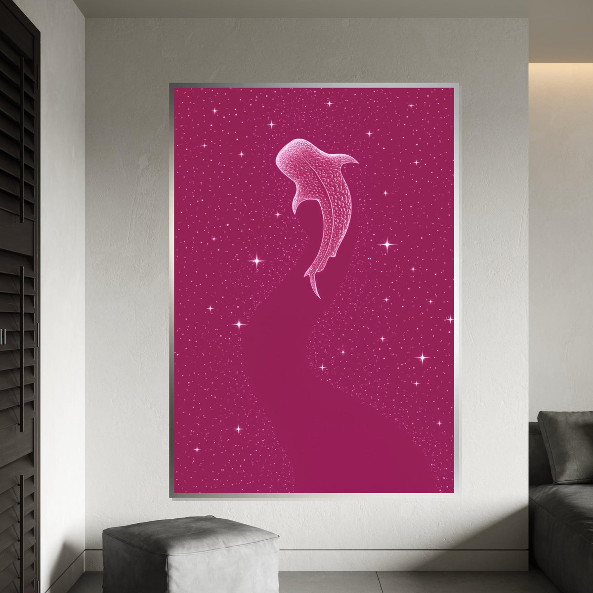 Galaxy Whale Canvas, Cosmic Whale Wall Art, Starry Ocean Print, Wall Art Canvas Design, Ready to Hang Decoration