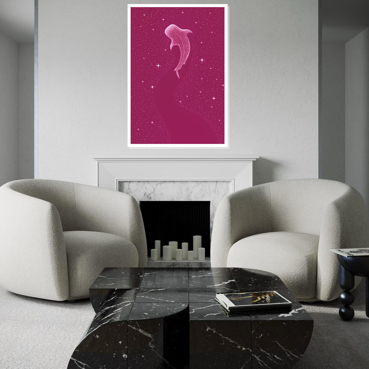 Galaxy Whale Canvas, Cosmic Whale Wall Art, Starry Ocean Print, Wall Art Canvas Design, Ready to Hang Decoration
