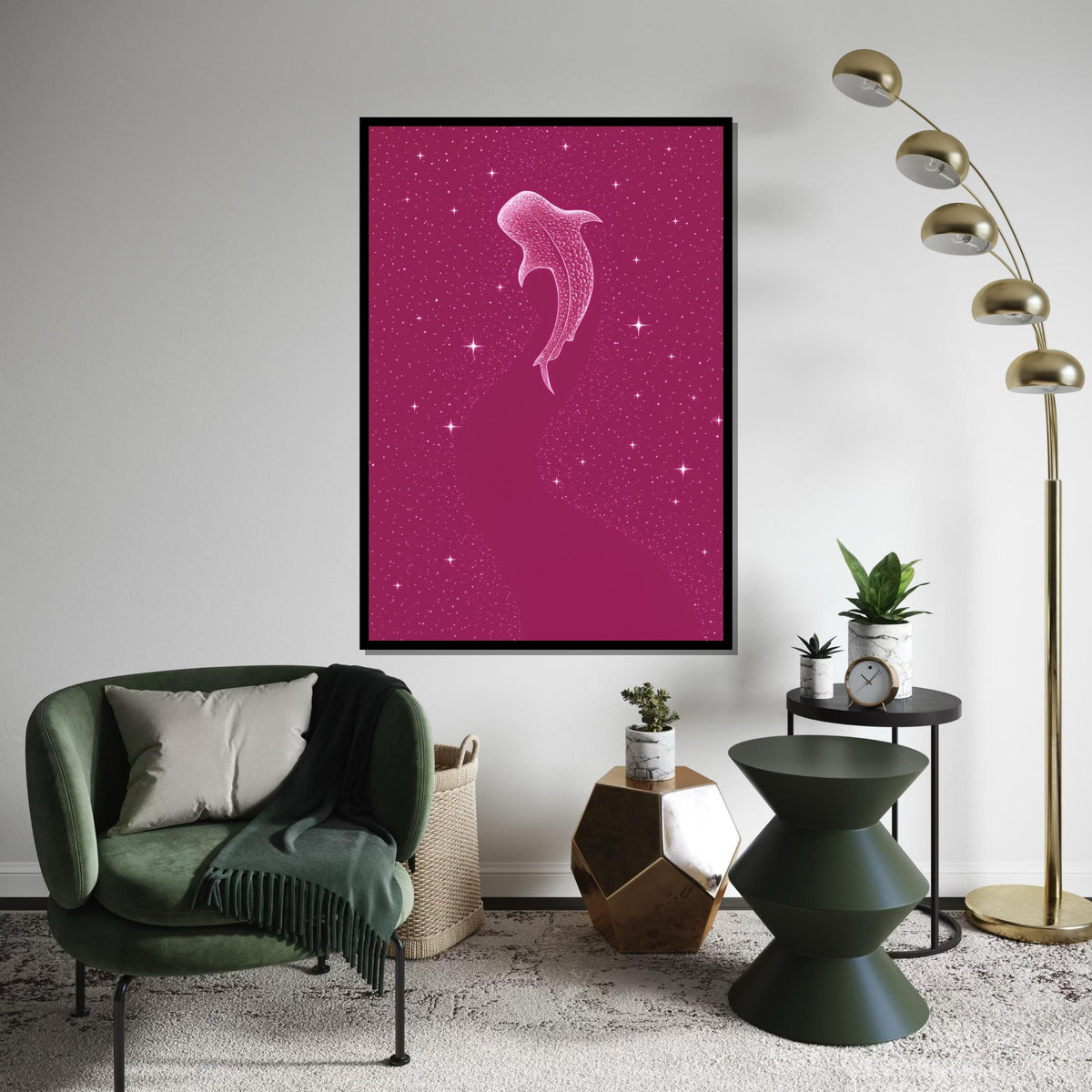 Galaxy Whale Canvas, Cosmic Whale Wall Art, Starry Ocean Print, Wall Art Canvas Design, Ready to Hang Decoration