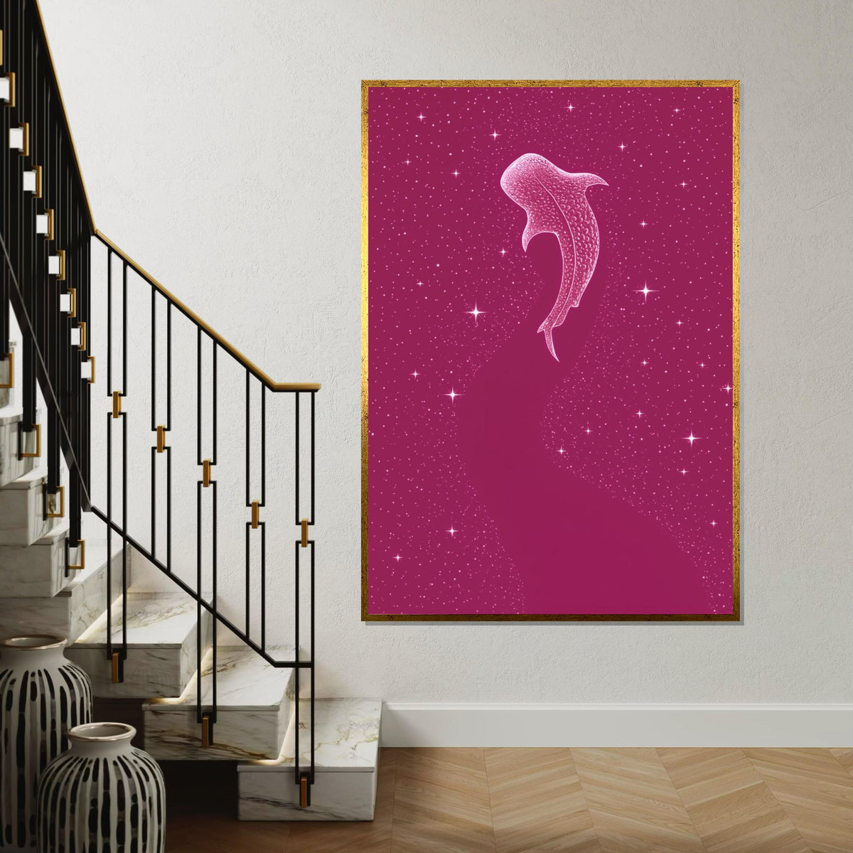 Galaxy Whale Canvas, Cosmic Whale Wall Art, Starry Ocean Print, Wall Art Canvas Design, Ready to Hang Decoration