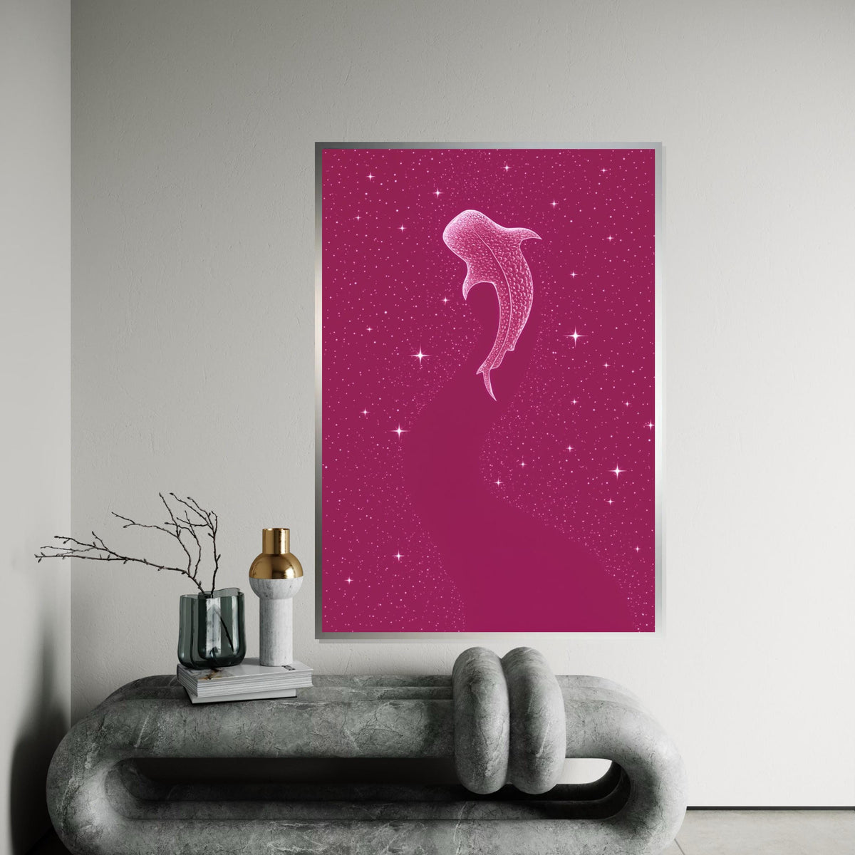 Galaxy Whale Canvas, Cosmic Whale Wall Art, Starry Ocean Print, Wall Art Canvas Design, Ready to Hang Decoration