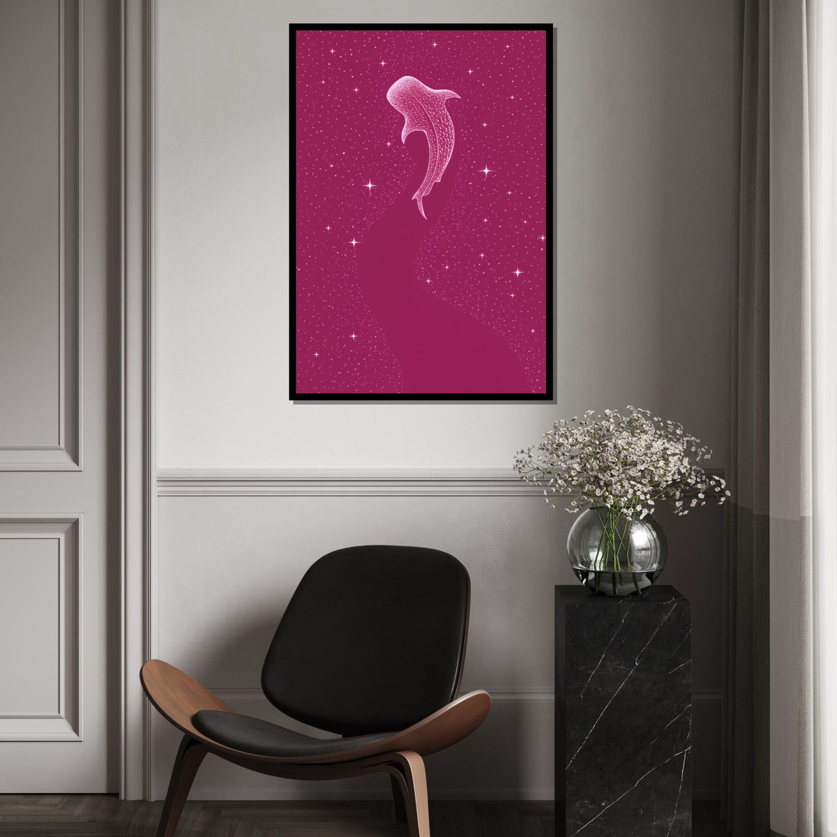 Galaxy Whale Canvas, Cosmic Whale Wall Art, Starry Ocean Print, Wall Art Canvas Design, Ready to Hang Decoration