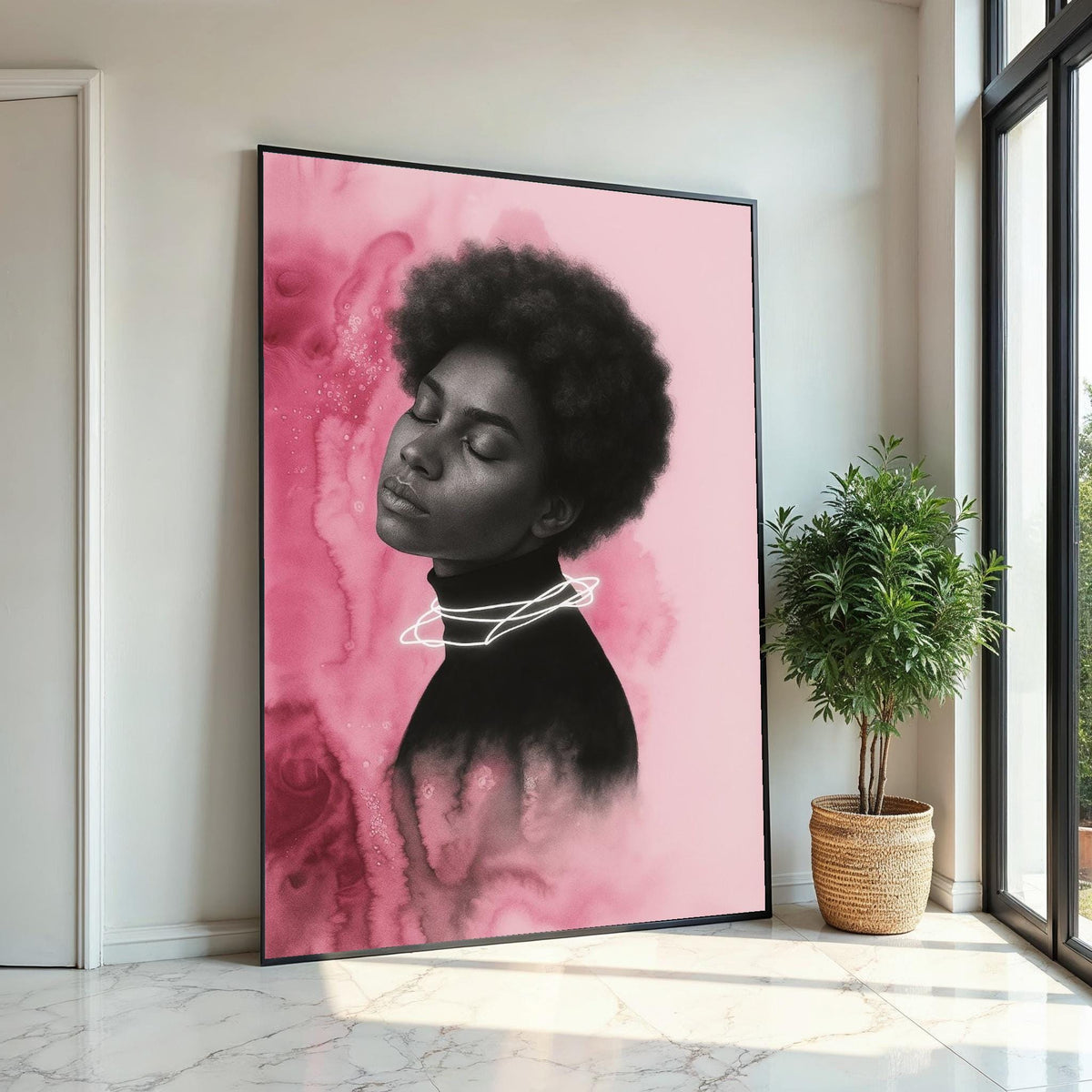 Serene Portrait Canvas, Abstract Pink Art, Dreamy Woman Print, Modern Wall Art Canvas Design, Ready To Hang Home Decor