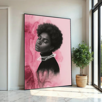 Serene Portrait Canvas, Abstract Pink Art, Dreamy Woman Print, Modern Wall Art Canvas Design, Ready To Hang Home Decor