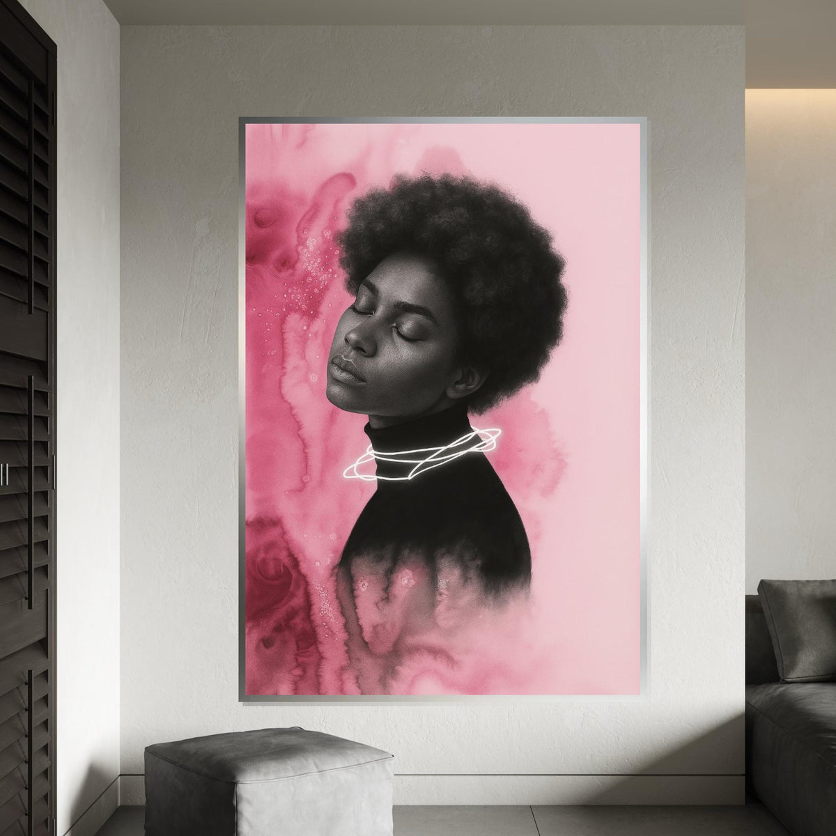 Serene Portrait Canvas, Abstract Pink Art, Dreamy Woman Print, Modern Wall Art Canvas Design, Ready To Hang Home Decor