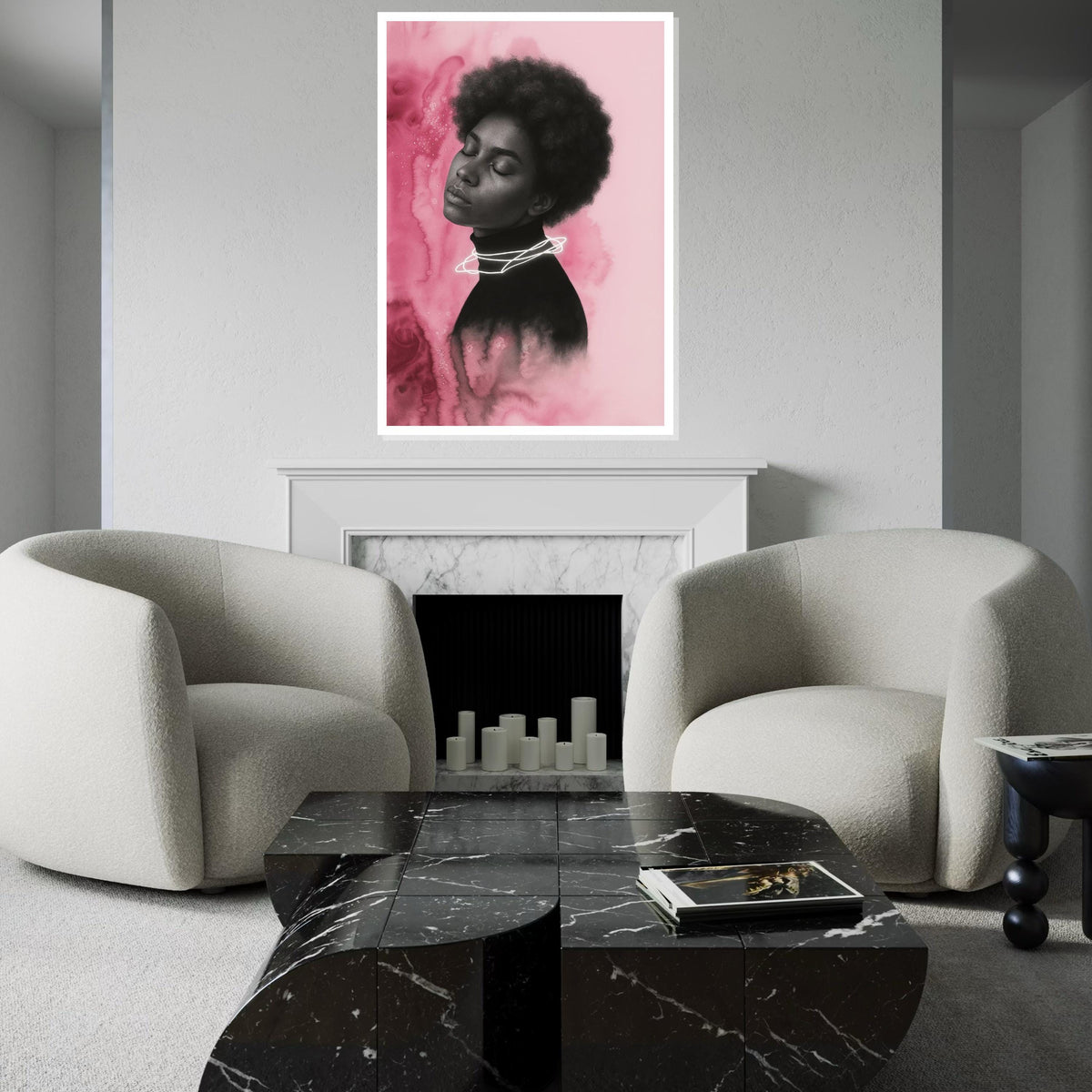Serene Portrait Canvas, Abstract Pink Art, Dreamy Woman Print, Modern Wall Art Canvas Design, Ready To Hang Home Decor