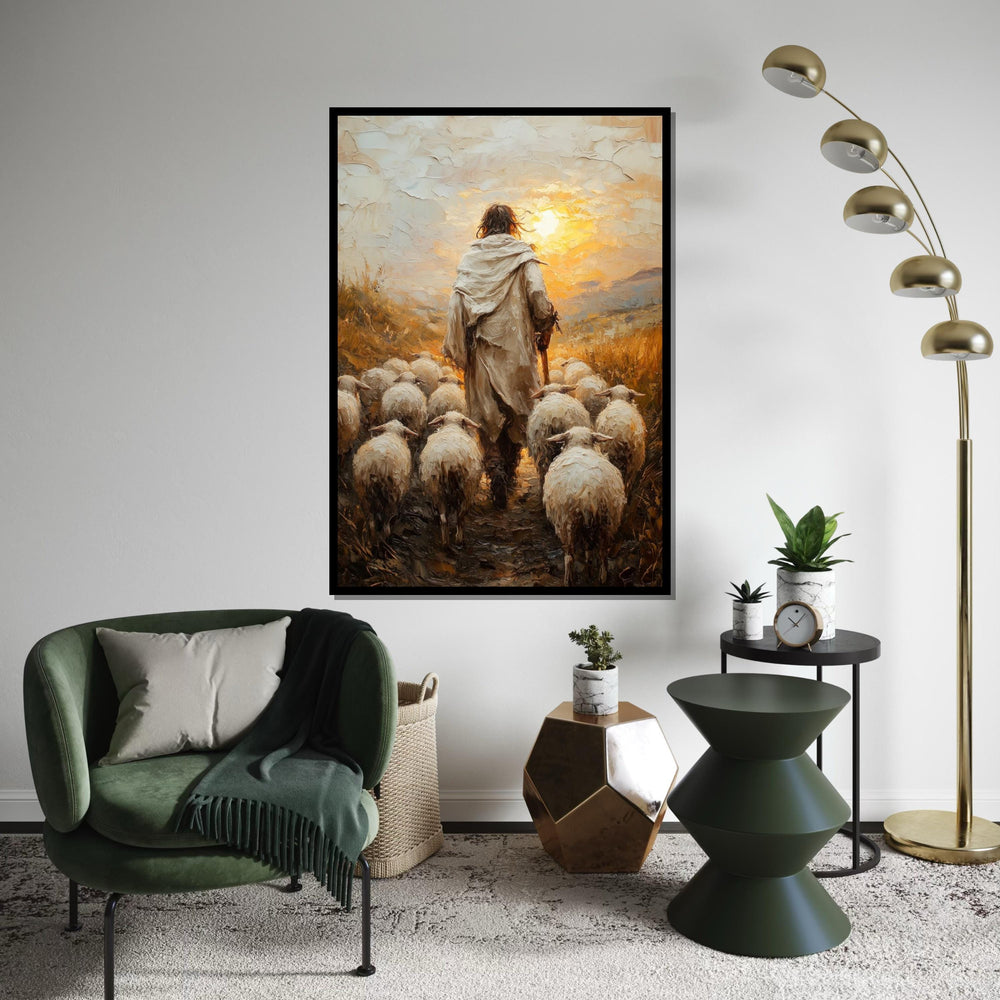 Shepherd Savior Canvas, Jesus with Sheep Art, Religious Wall Art, Canvas Art Design, Spiritual Decor, Ready to Hang Decoration, Gift Art