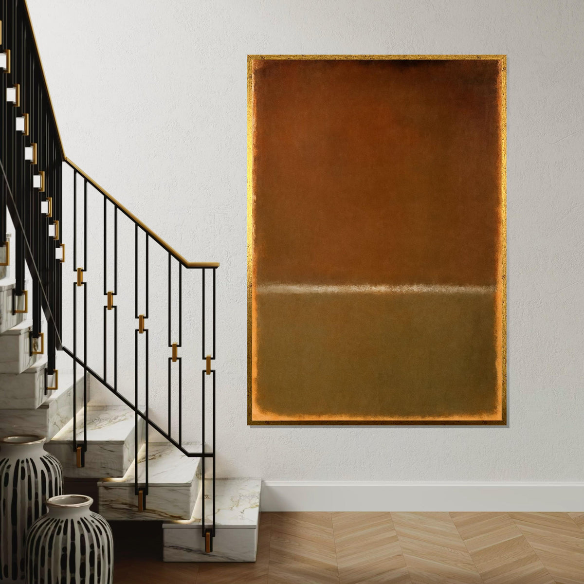 Mark Rothko Canvas, Brown Abstract Wall Art, Mark Rothko Style Print,Affiche Art,Expressionist Canvas Painting,Ready To Hang Decor,Print Art
