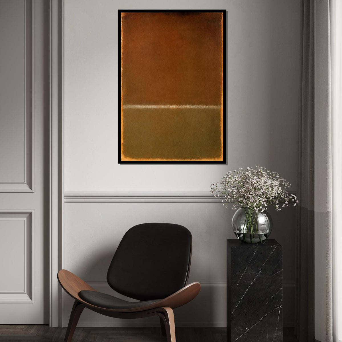 Mark Rothko Canvas, Brown Abstract Wall Art, Mark Rothko Style Print,Affiche Art,Expressionist Canvas Painting,Ready To Hang Decor,Print Art