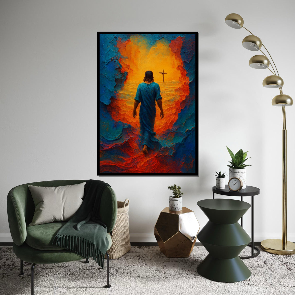 Serene Savior Canvas, Jesus Walking on Water Art, Religious Wall Print, Spiritual Canvas Design, Ready to Hang, Inspirational Decor