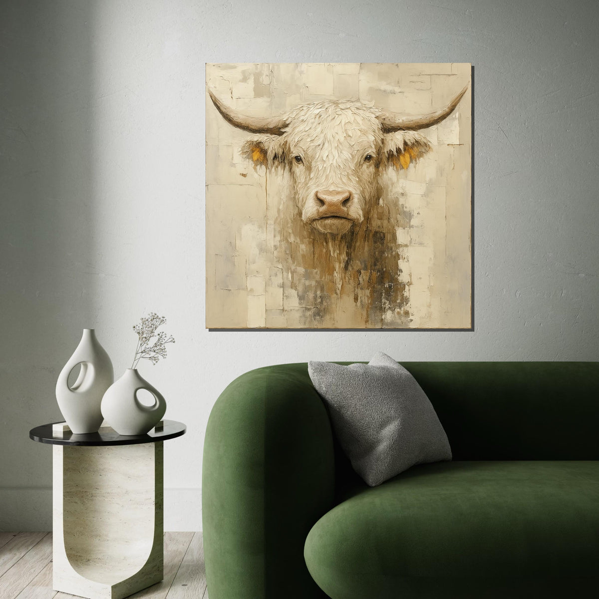 Rugged Highland Cow Canvas, Bull Wall Art, Animal Portrait, Rustic Wall Decor, Art Canvas Design, Ready to Hang, Rustic Animal Canvas