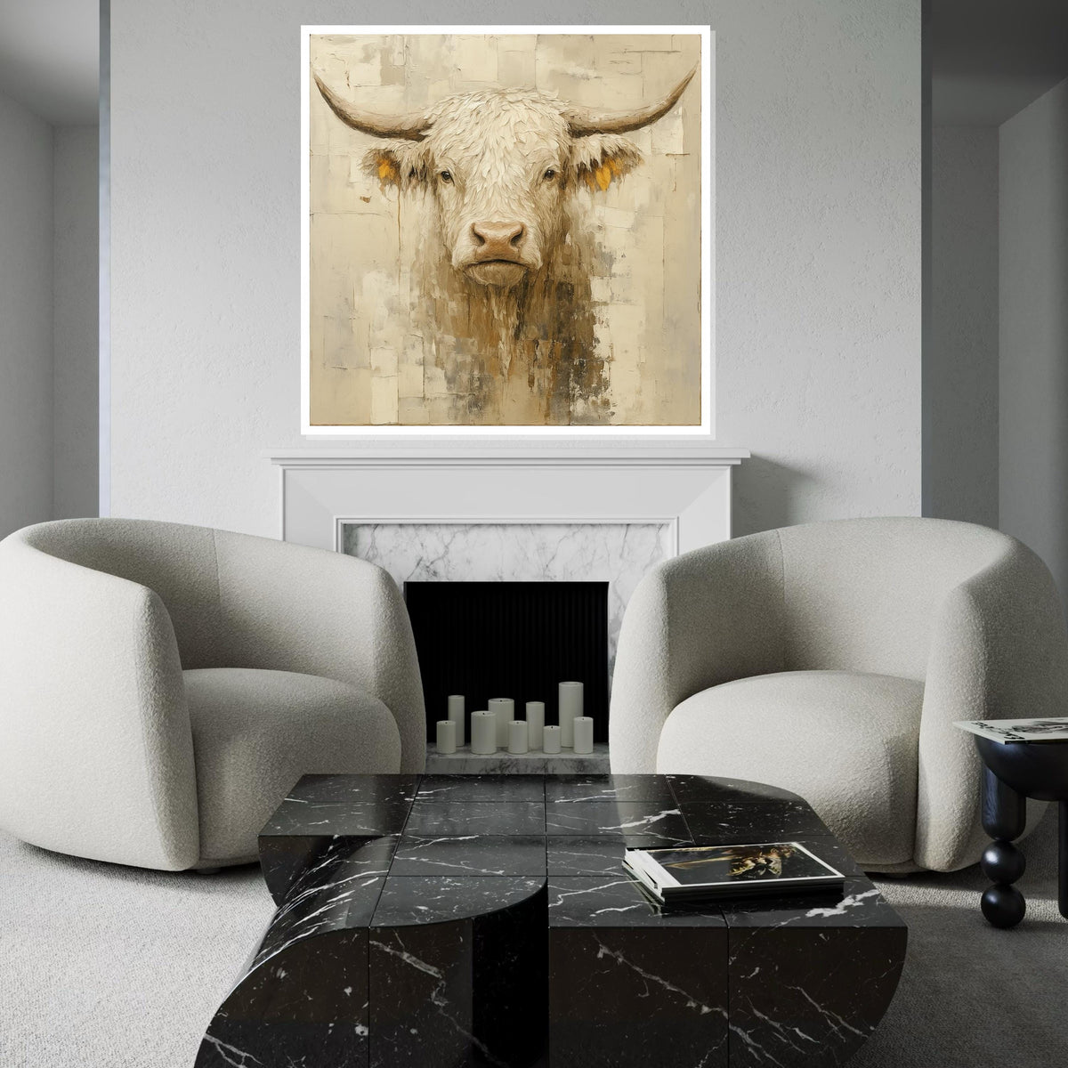 Rugged Highland Cow Canvas, Bull Wall Art, Animal Portrait, Rustic Wall Decor, Art Canvas Design, Ready to Hang, Rustic Animal Canvas