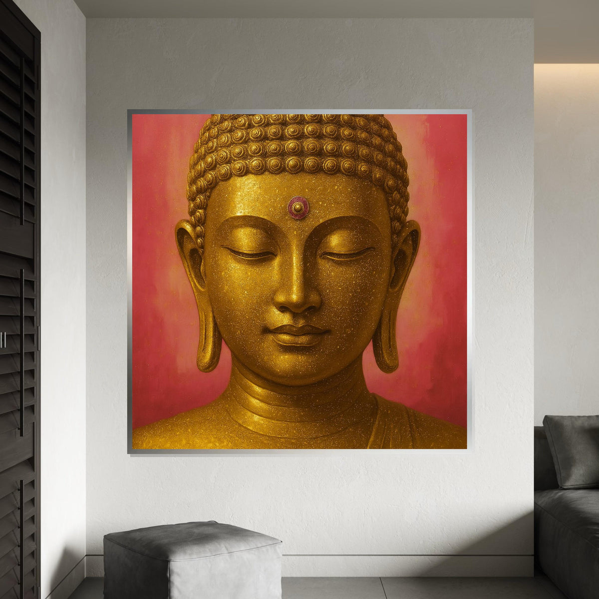 Buddha Zen Canvas Art, Golden Buddha Wall Print, Serenity Wall Art, Meditation Decor, Spiritual Canvas Design, Ready to Hang Decoration