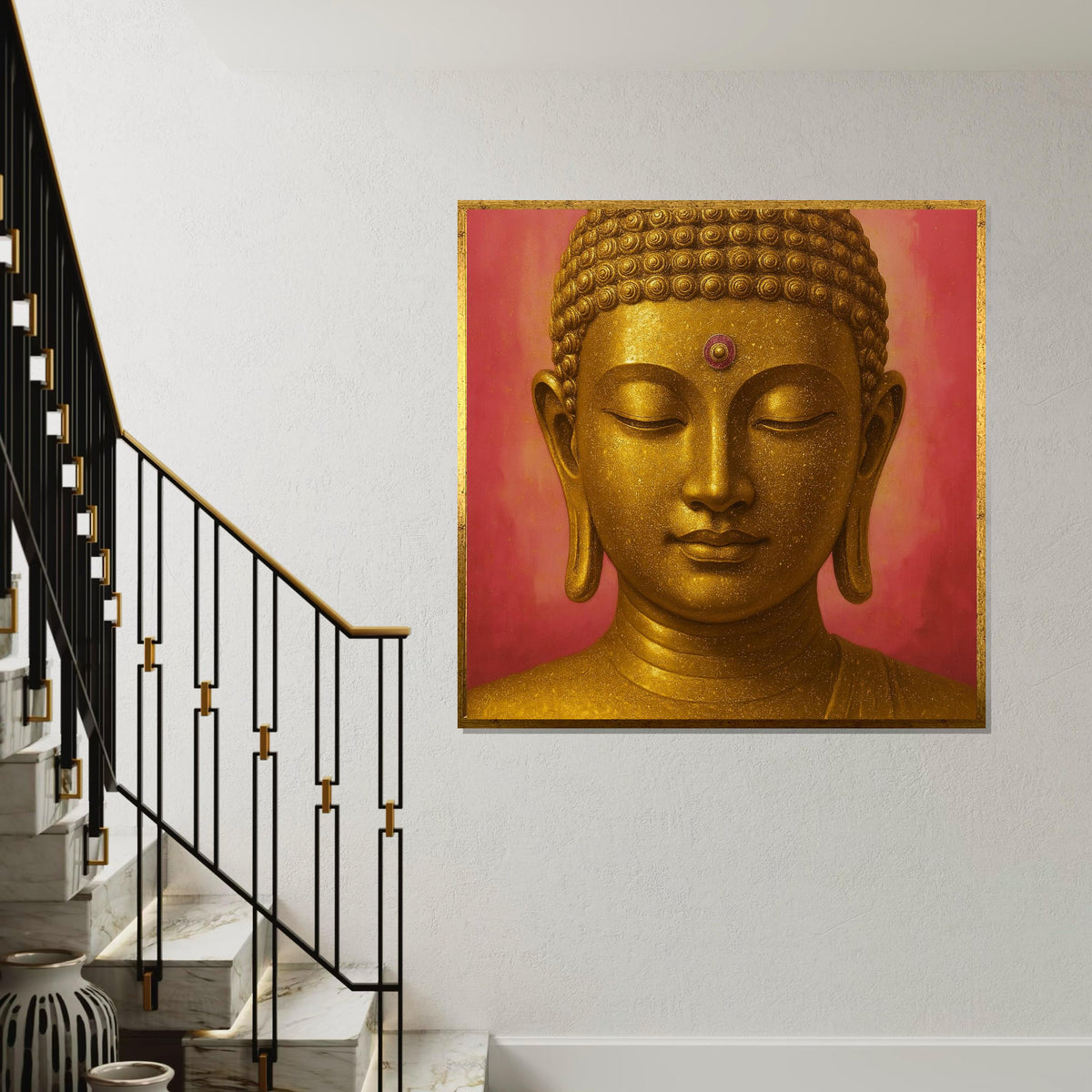Buddha Zen Canvas Art, Golden Buddha Wall Print, Serenity Wall Art, Meditation Decor, Spiritual Canvas Design, Ready to Hang Decoration