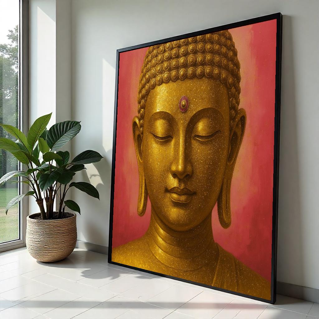 Buddha Zen Canvas Art, Golden Buddha Wall Print, Serenity Wall Art, Meditation Decor, Spiritual Canvas Design, Ready to Hang Decoration