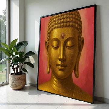 Buddha Zen Canvas Art, Golden Buddha Wall Print, Serenity Wall Art, Meditation Decor, Spiritual Canvas Design, Ready to Hang Decoration