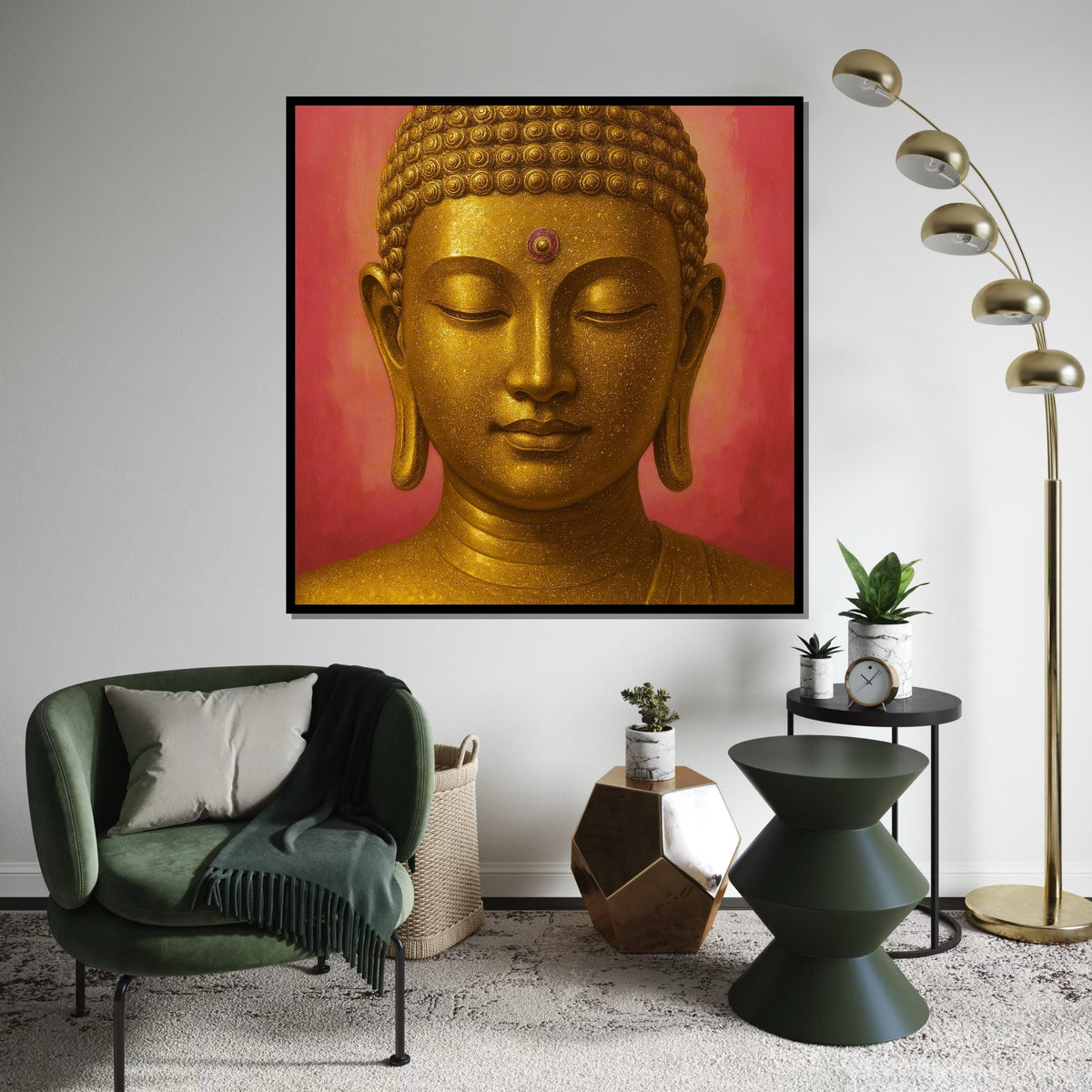 Buddha Zen Canvas Art, Golden Buddha Wall Print, Serenity Wall Art, Meditation Decor, Spiritual Canvas Design, Ready to Hang Decoration