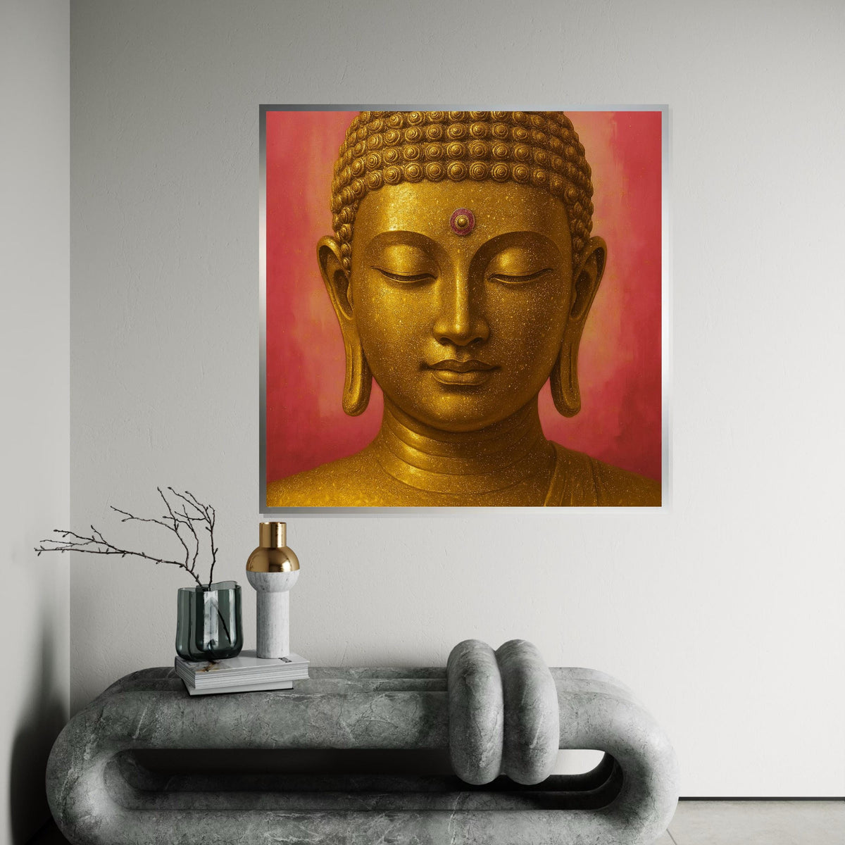 Buddha Zen Canvas Art, Golden Buddha Wall Print, Serenity Wall Art, Meditation Decor, Spiritual Canvas Design, Ready to Hang Decoration