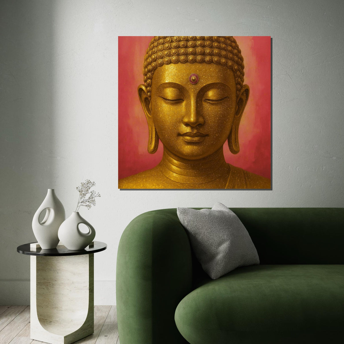 Buddha Zen Canvas Art, Golden Buddha Wall Print, Serenity Wall Art, Meditation Decor, Spiritual Canvas Design, Ready to Hang Decoration