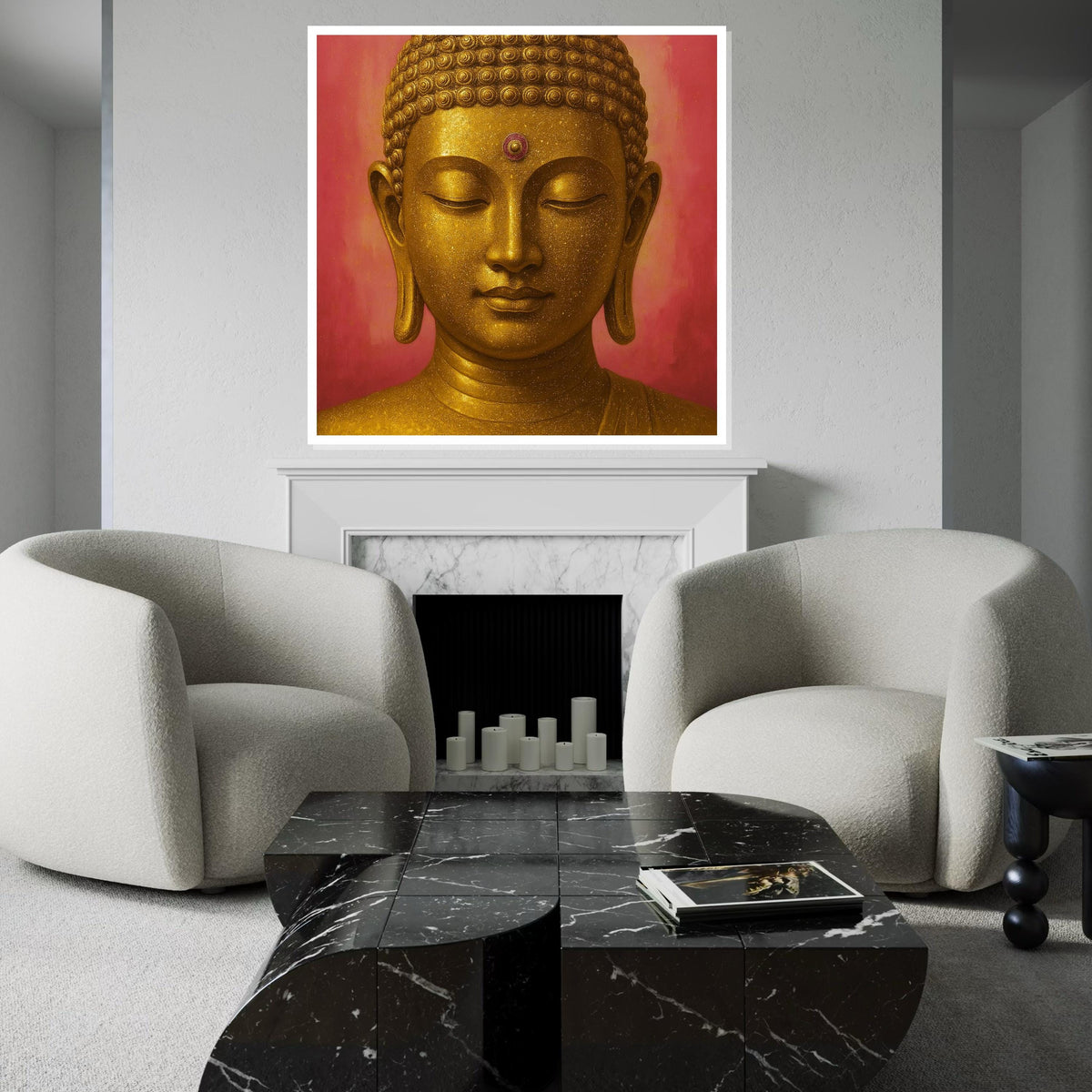 Buddha Zen Canvas Art, Golden Buddha Wall Print, Serenity Wall Art, Meditation Decor, Spiritual Canvas Design, Ready to Hang Decoration