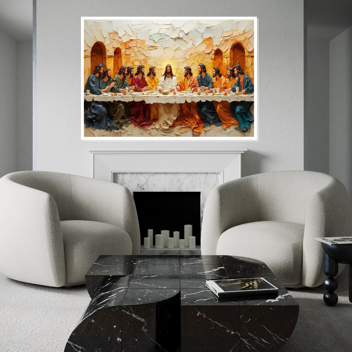 Last Supper Canvas Art, Religious Wall Art, Jesus and Apostles Print, Textured Wall Art Canvas, Ready to Hang, Spiritual Decor