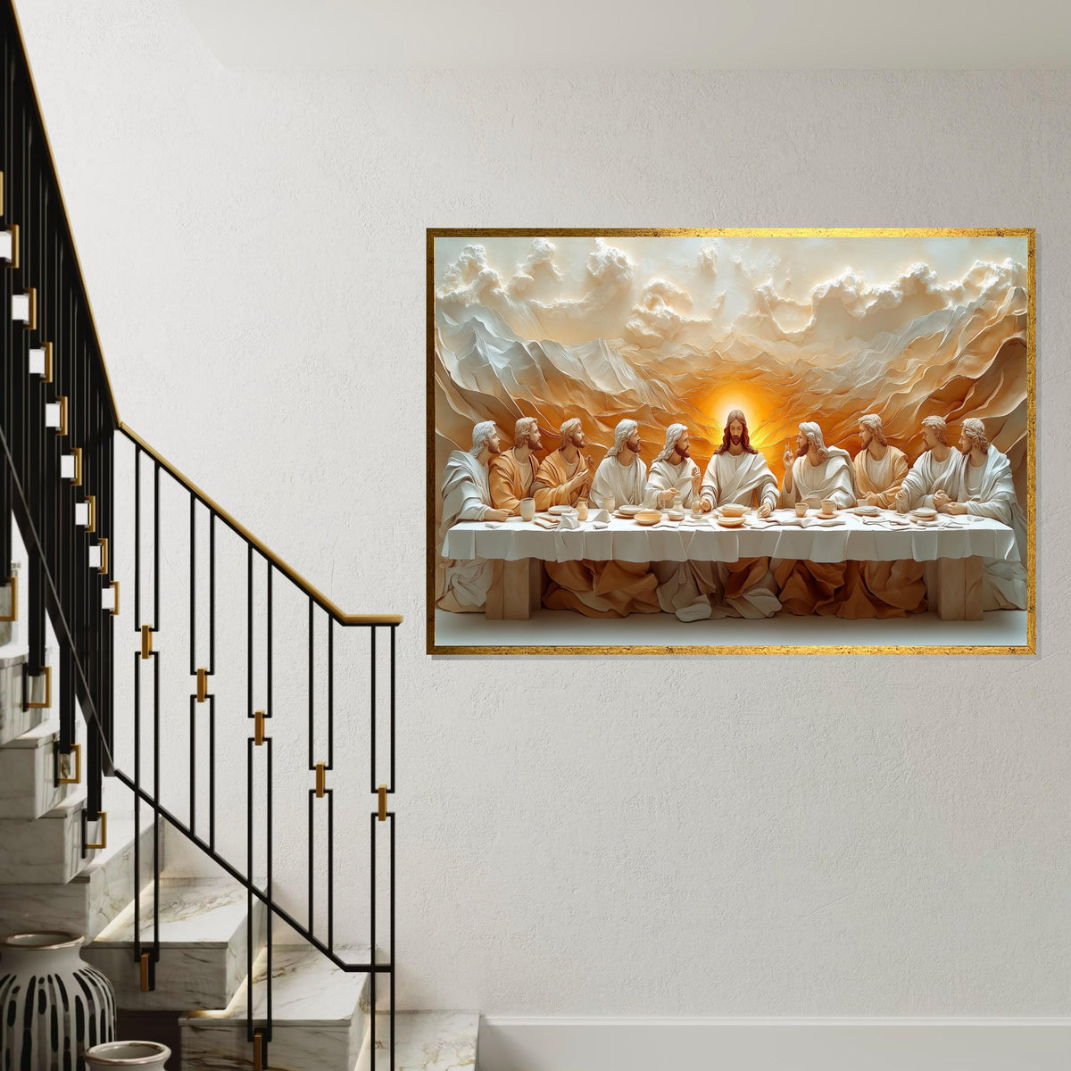 Last Supper Canvas, Jesus and Disciples Wall Art, Spiritual Art Print, Religious Decor, Wall Art Canvas Design, Ready to Hang Decoration