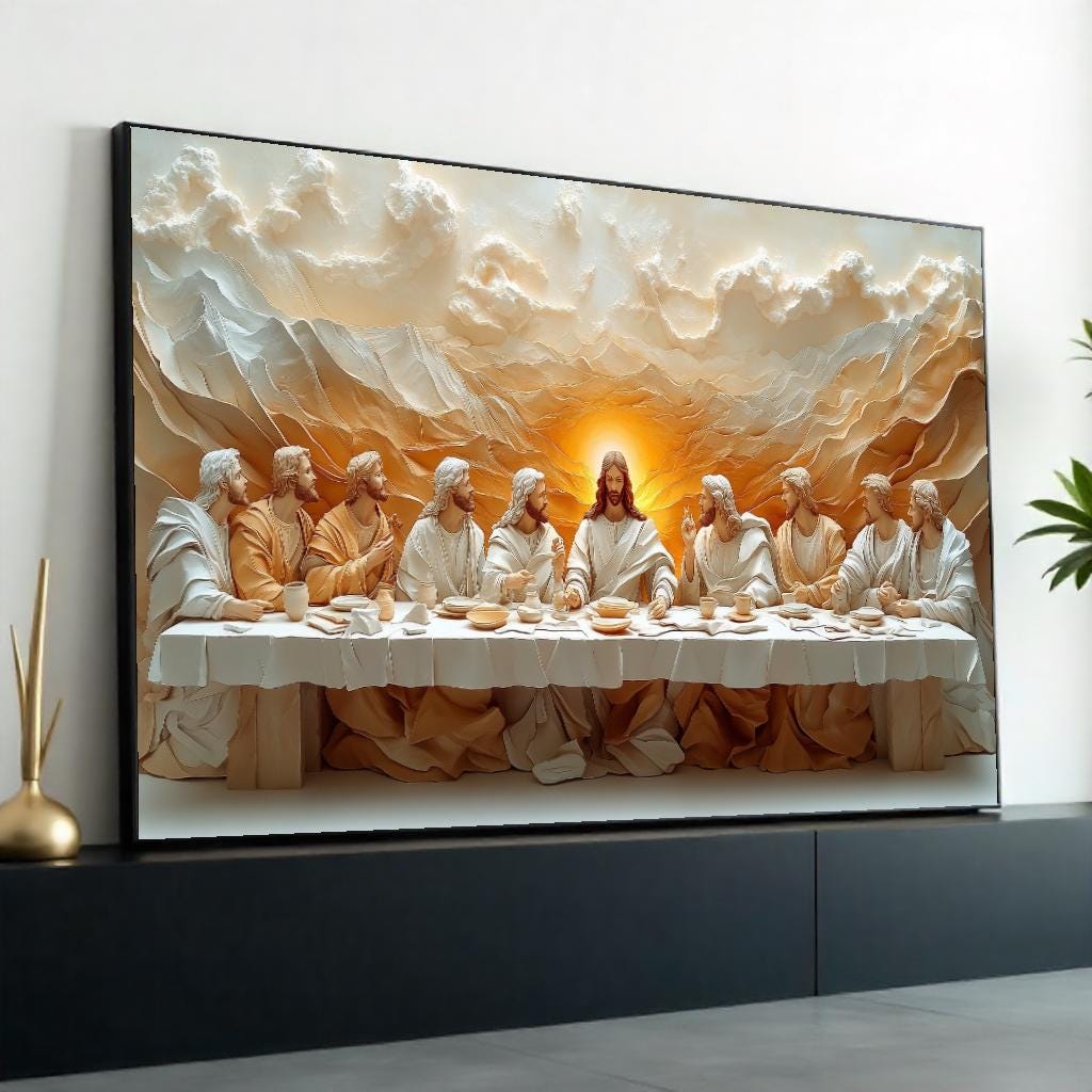 Last Supper Canvas, Jesus and Disciples Wall Art, Spiritual Art Print, Religious Decor, Wall Art Canvas Design, Ready to Hang Decoration