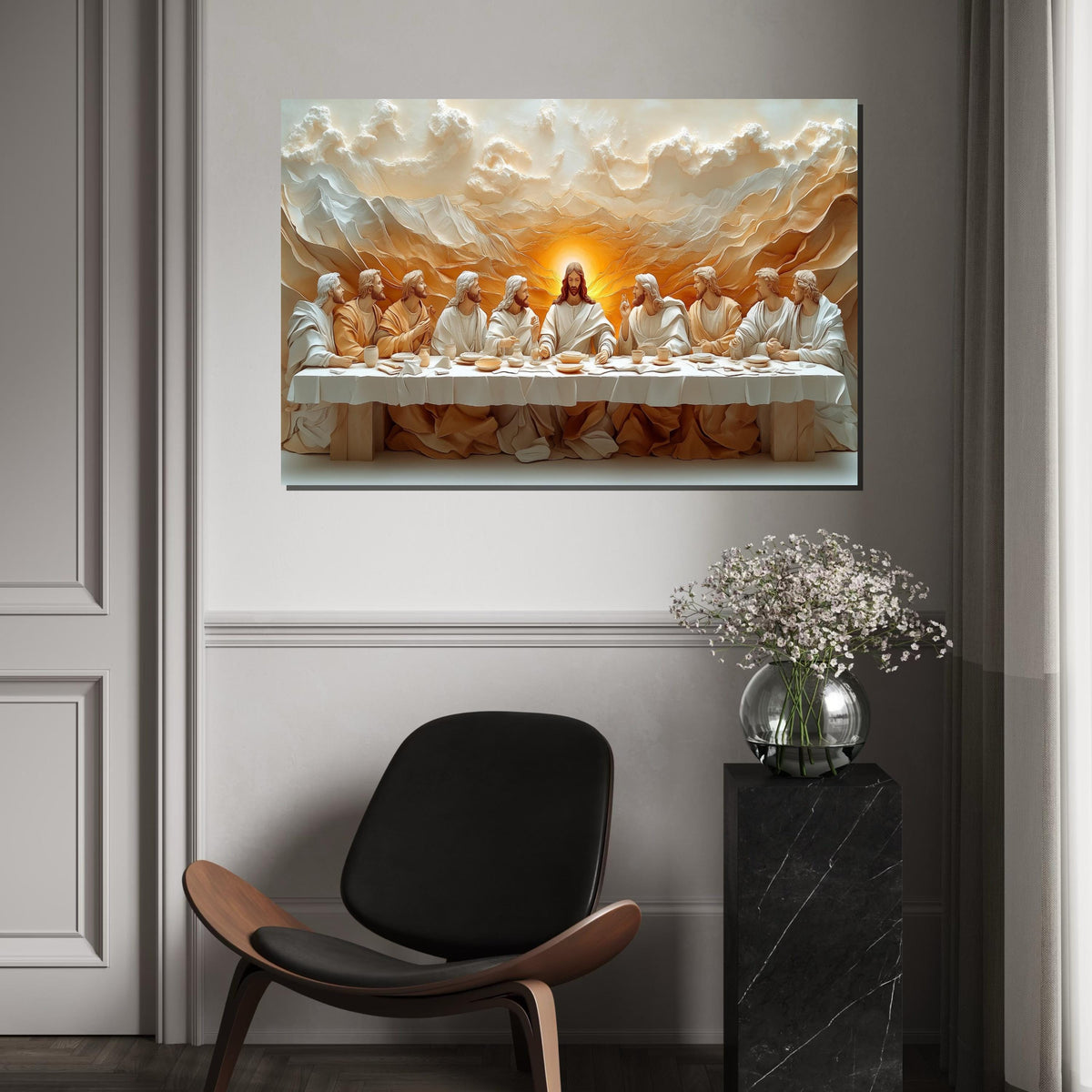 Last Supper Canvas, Jesus and Disciples Wall Art, Spiritual Art Print, Religious Decor, Wall Art Canvas Design, Ready to Hang Decoration