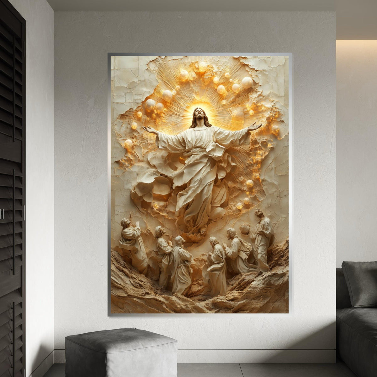 Divine Ascent Canvas, Ascension Wall Art, Spiritual Sculpture Print, Wall Art Canvas Design, Ready To Hang Religious Decoration