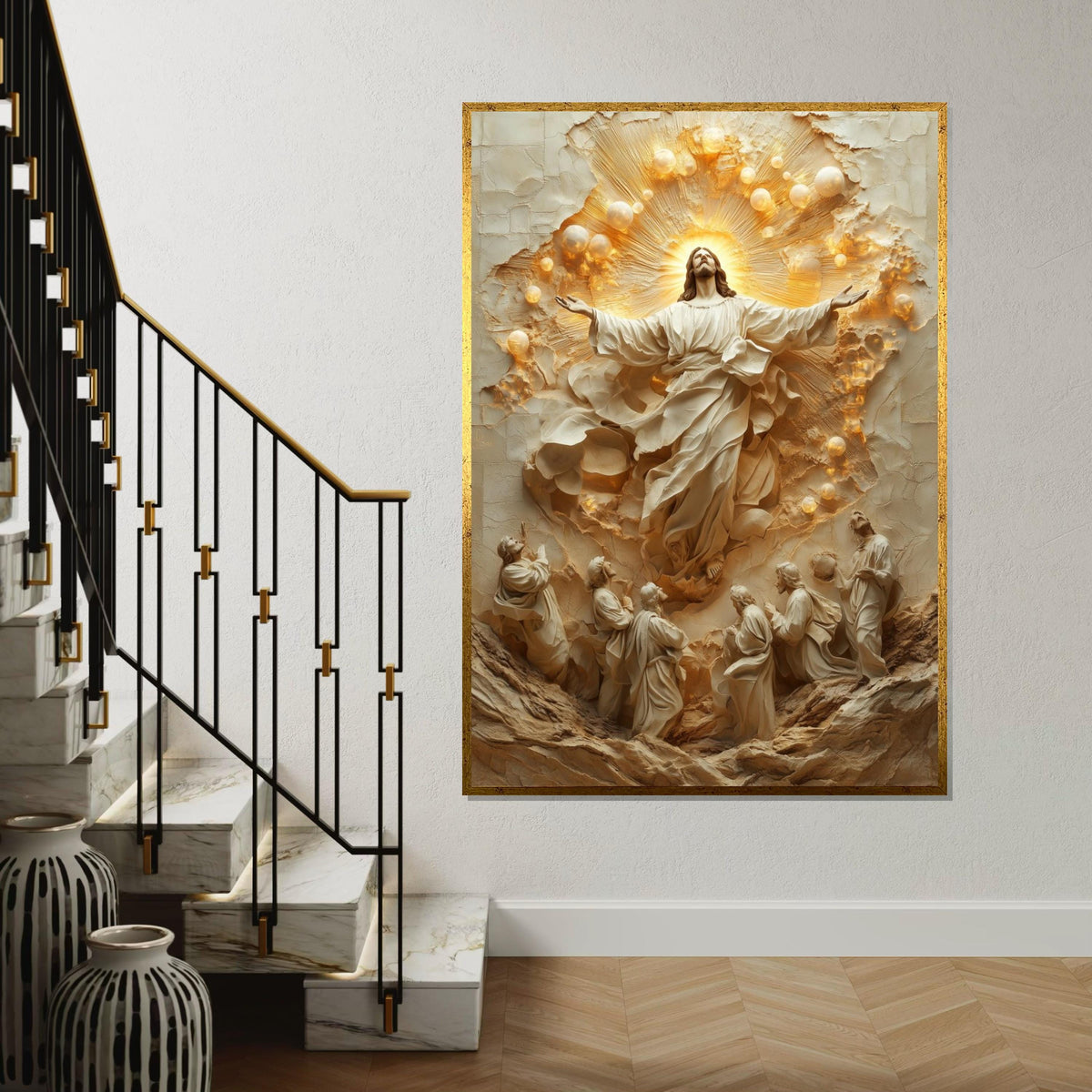 Divine Ascent Canvas, Ascension Wall Art, Spiritual Sculpture Print, Wall Art Canvas Design, Ready To Hang Religious Decoration
