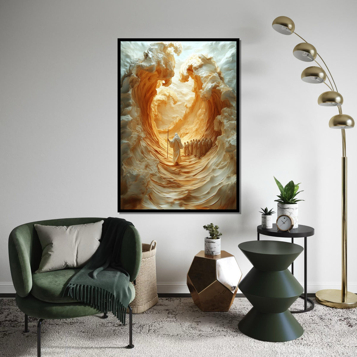 Jesus Wall Art,Exodus Miracle Canvas, Parting Sea Art, Biblical Scene Wall Art, Spiritual Canvas Design, Ready to Hang Religious Decoration