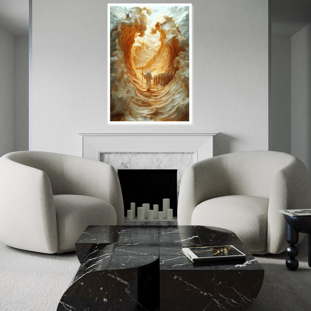 Jesus Wall Art,Exodus Miracle Canvas, Parting Sea Art, Biblical Scene Wall Art, Spiritual Canvas Design, Ready to Hang Religious Decoration