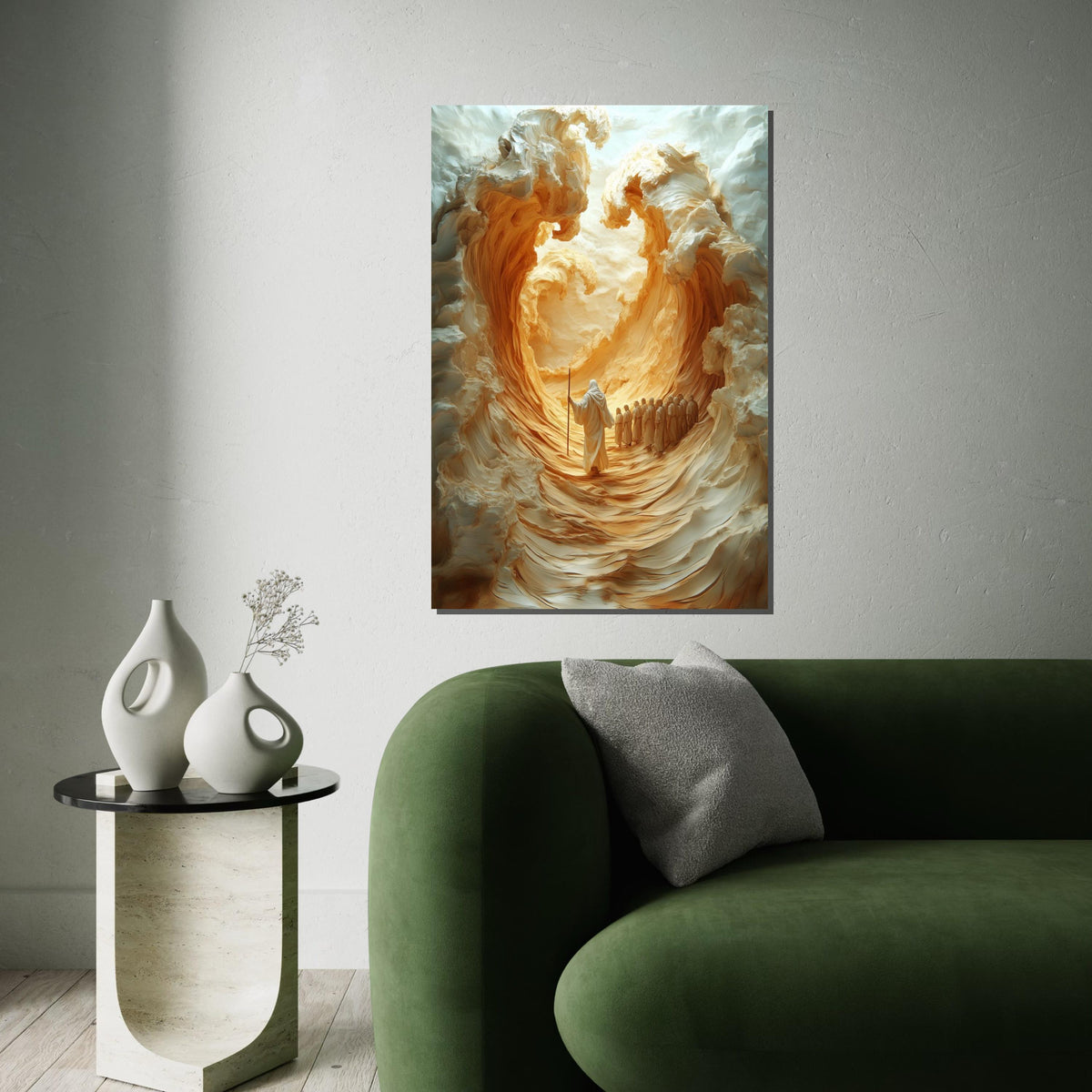Jesus Wall Art,Exodus Miracle Canvas, Parting Sea Art, Biblical Scene Wall Art, Spiritual Canvas Design, Ready to Hang Religious Decoration